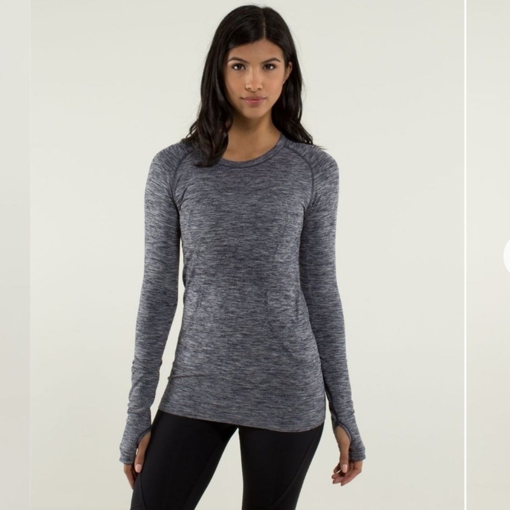 Lululemon Gray Run Swiftly Tech Long Sleeve Thumb Hole Size S